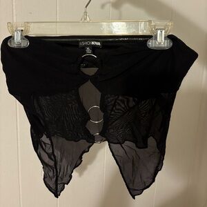 Fashion Nova Black Sheer Ring-Front Bandeau Crop Top